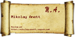 Mikolay Anett névjegykártya